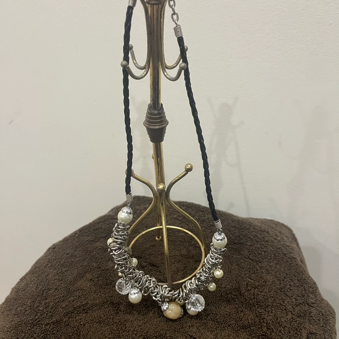Chunky Charm Necklace with Faux Pearls and Crystals - photo 2