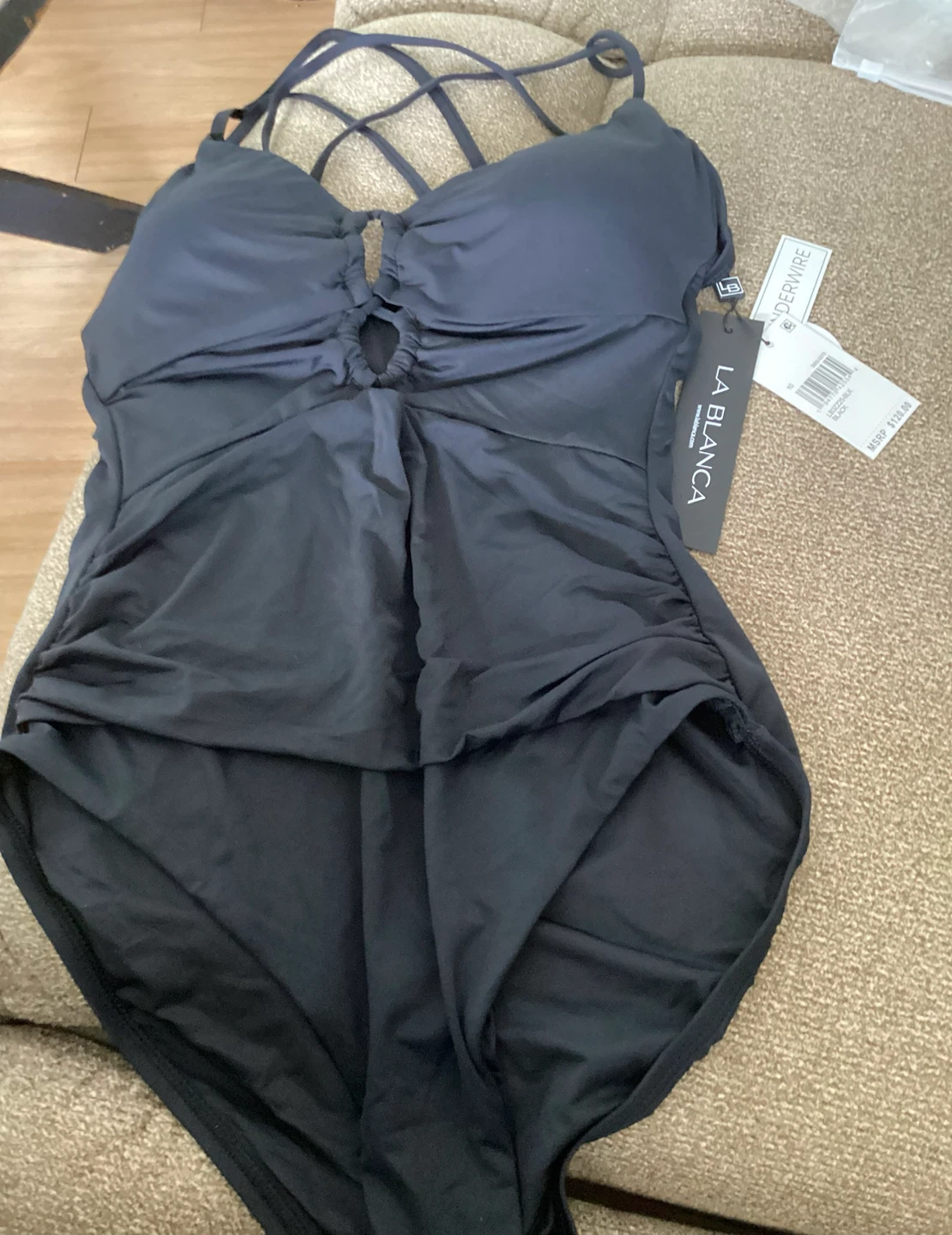 New stylish Lace-Up One-Piece Swimsuit Black Size 10 - photo 4
