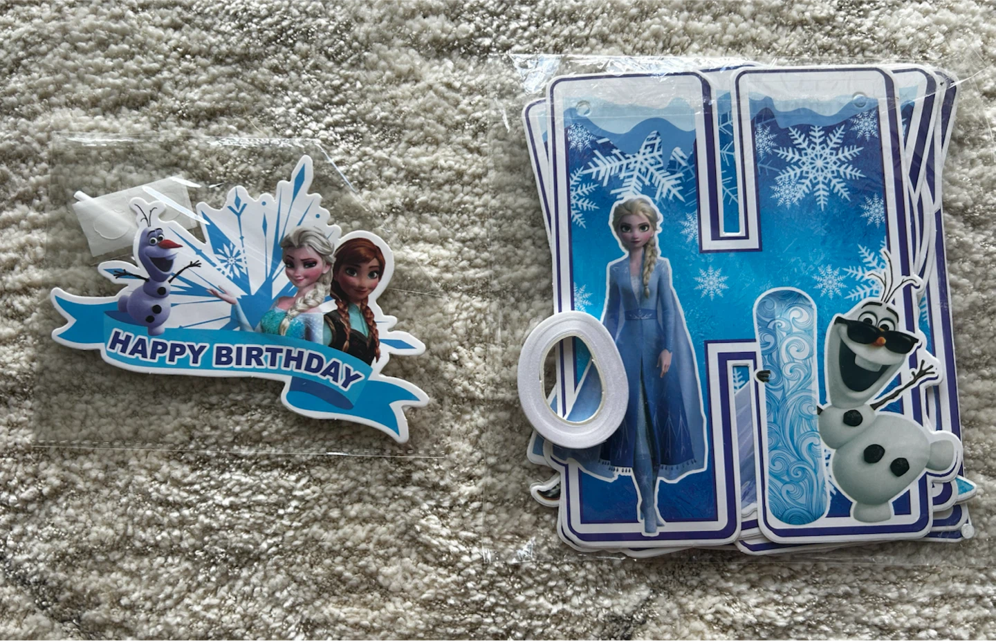 Frozen Happy Birthday Cake Topper and Banner Set