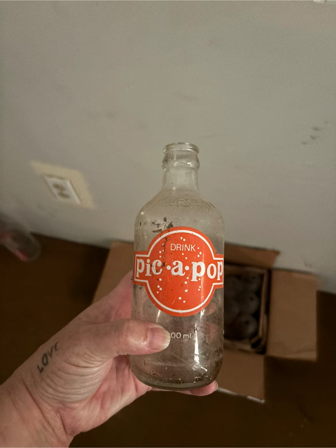 Vintage 1970s glass pic-a-pop and The Pop Shoppe bottles