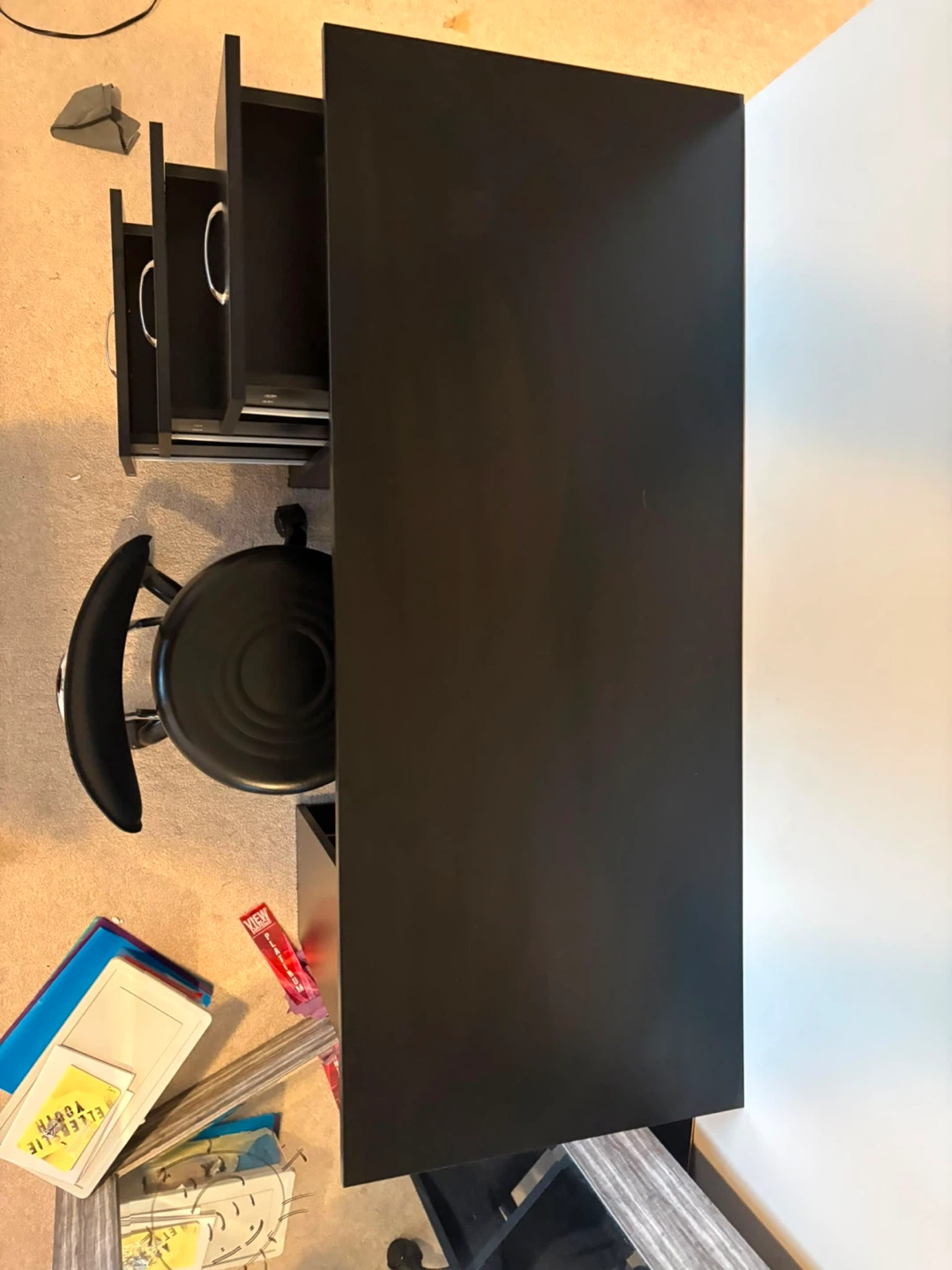 Black Desk with Drawers and Shelving - photo 3