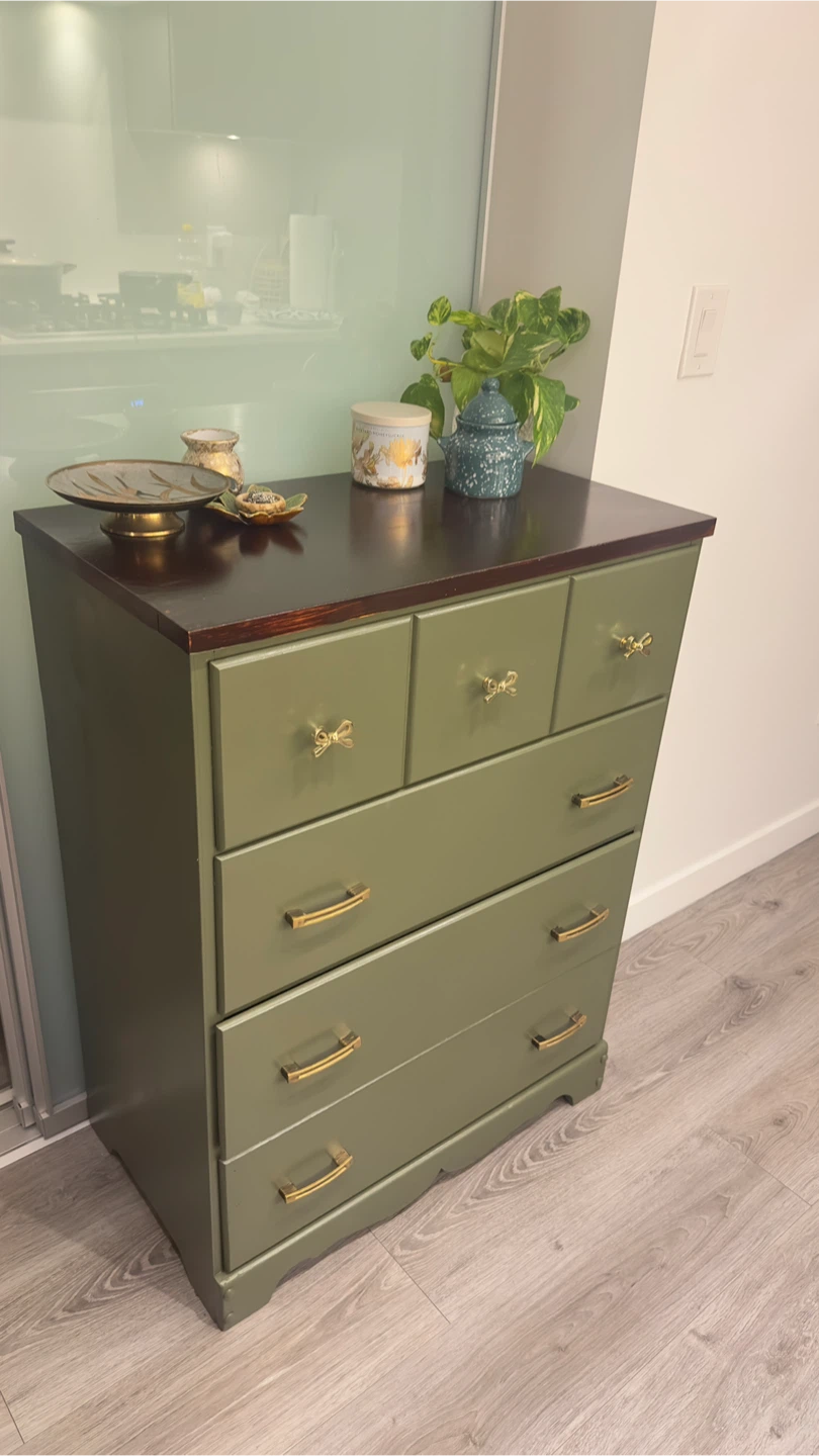 Solid Wood green dresser with gold hardware - photo 2