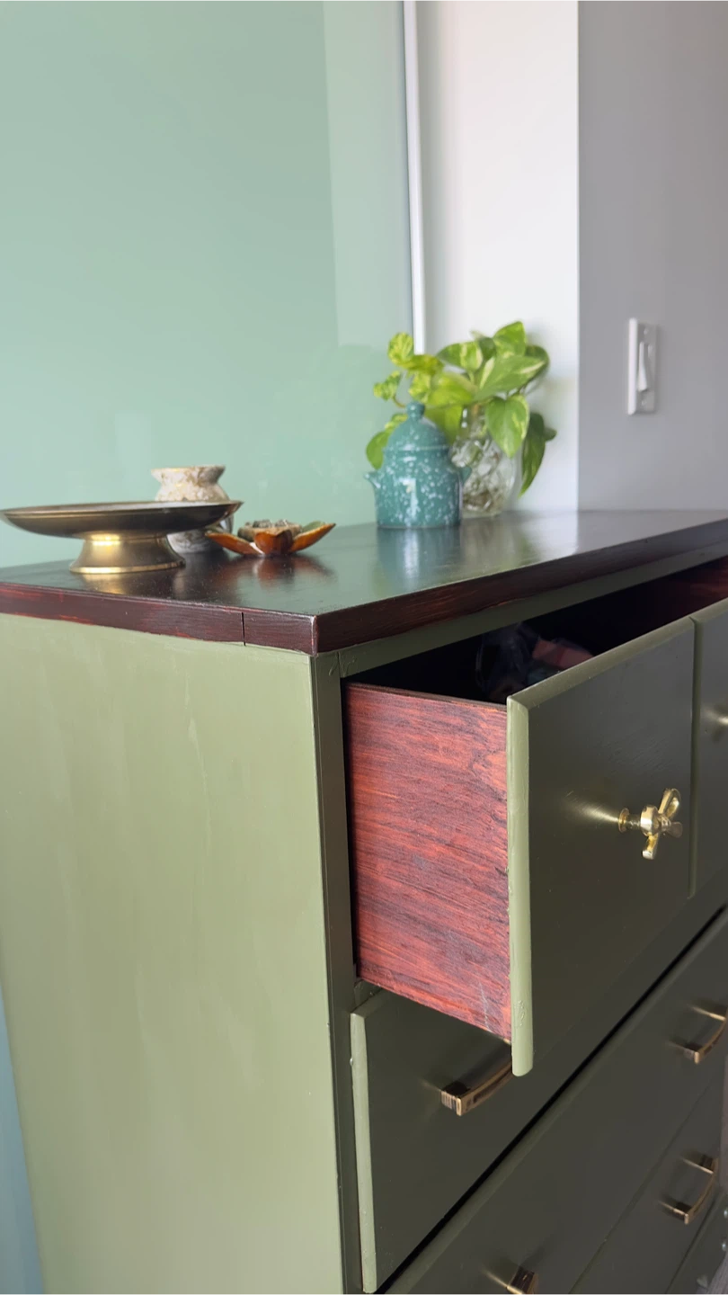 Solid Wood green dresser with gold hardware - photo 4