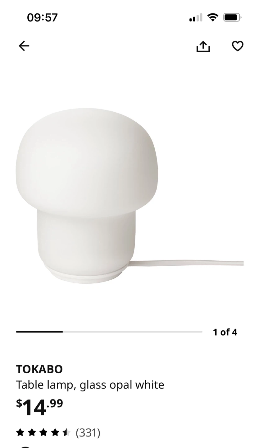 TOKABO Table Lamp, Glass Opal White