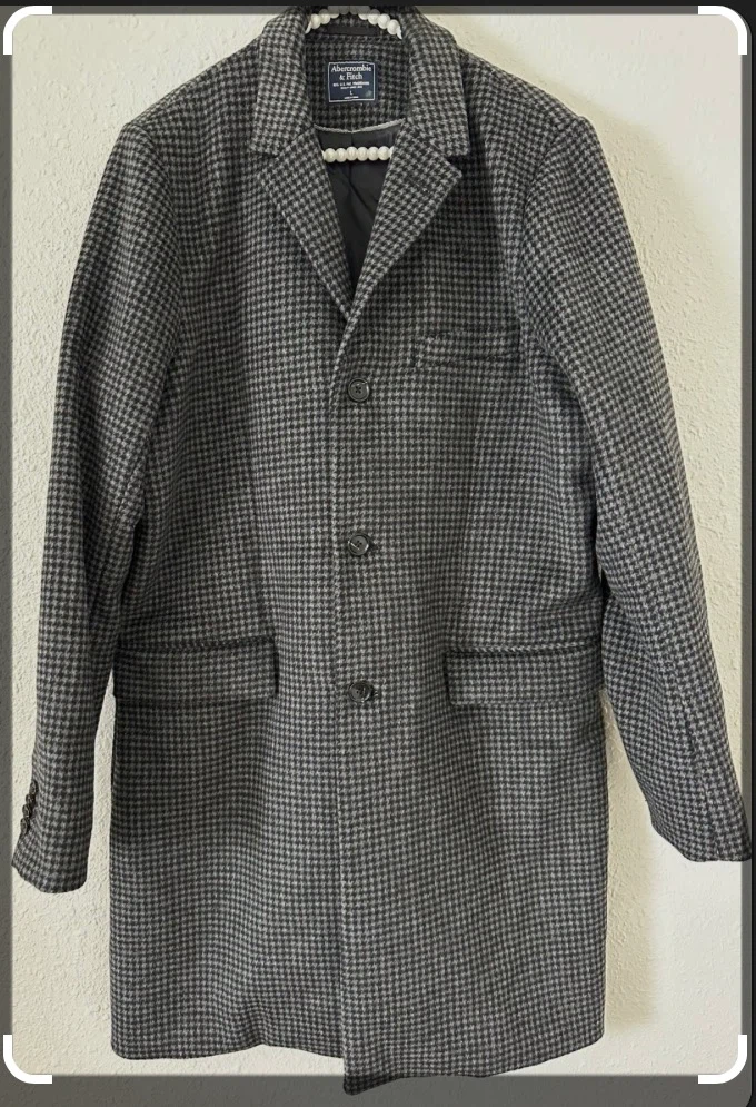 Abercrombie & Fitch Houndstooth Wool Blend Coat