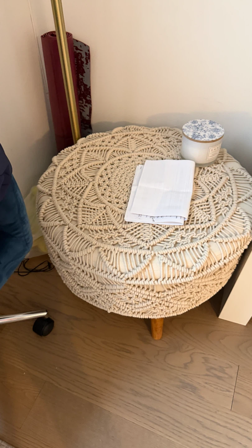 Macrame Round Pouf Ottoman (Two Available)