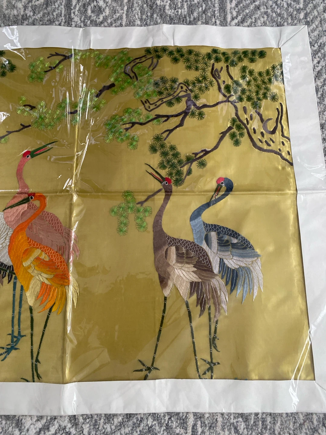 New Embroidered Crane Silk Panel - photo 2
