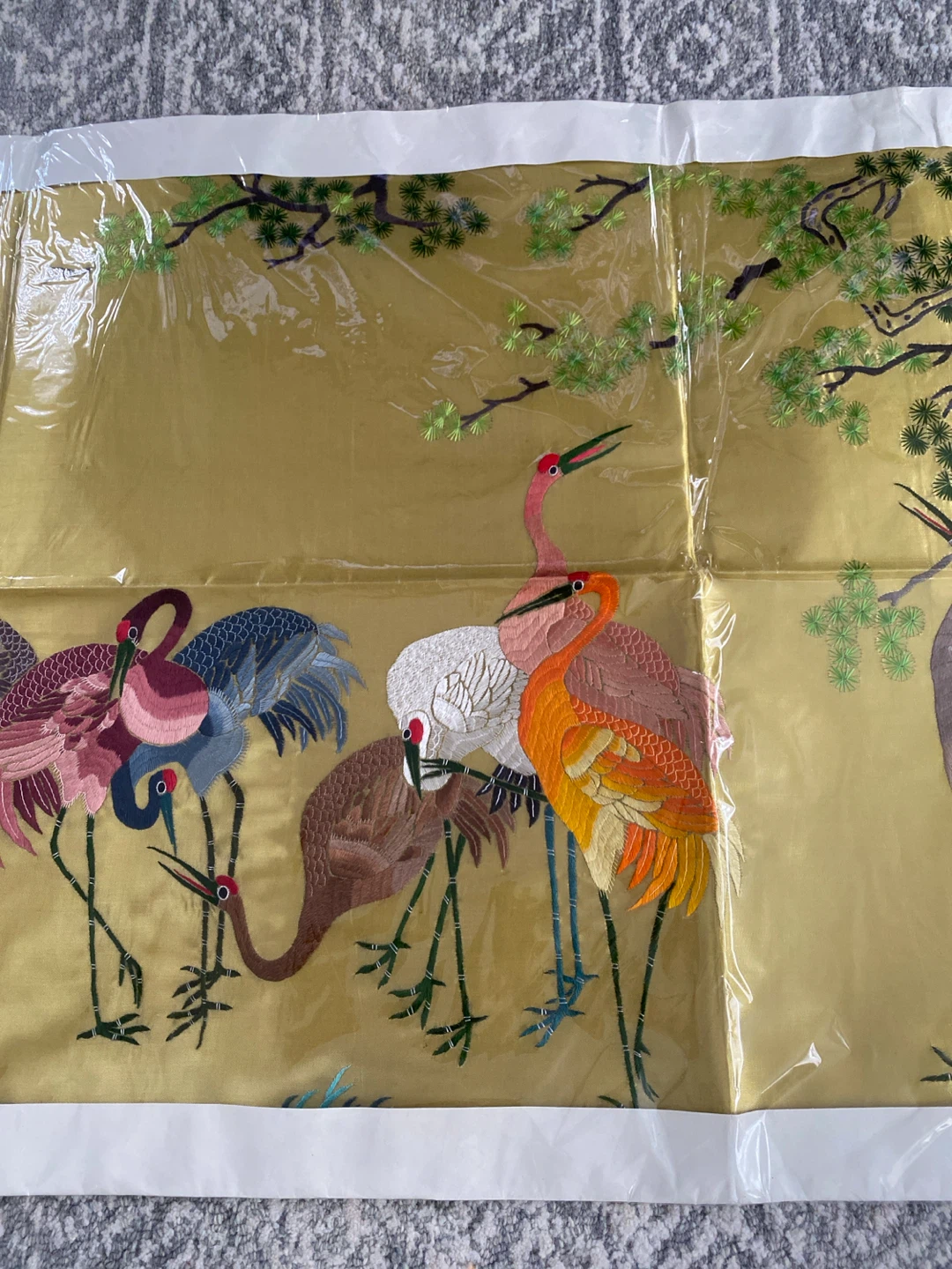 New Embroidered Crane Silk Panel - photo 3