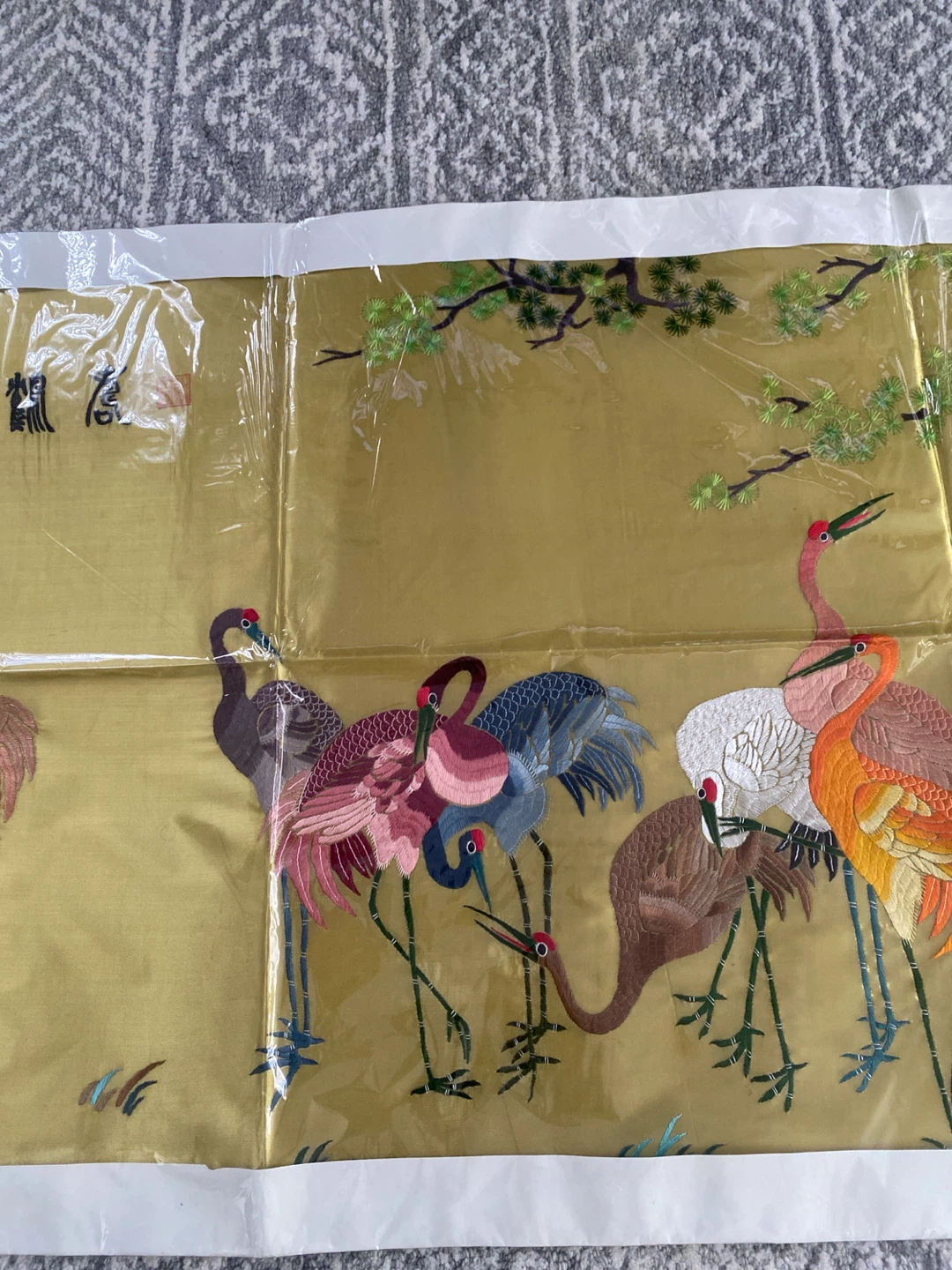 New Embroidered Crane Silk Panel - photo 4