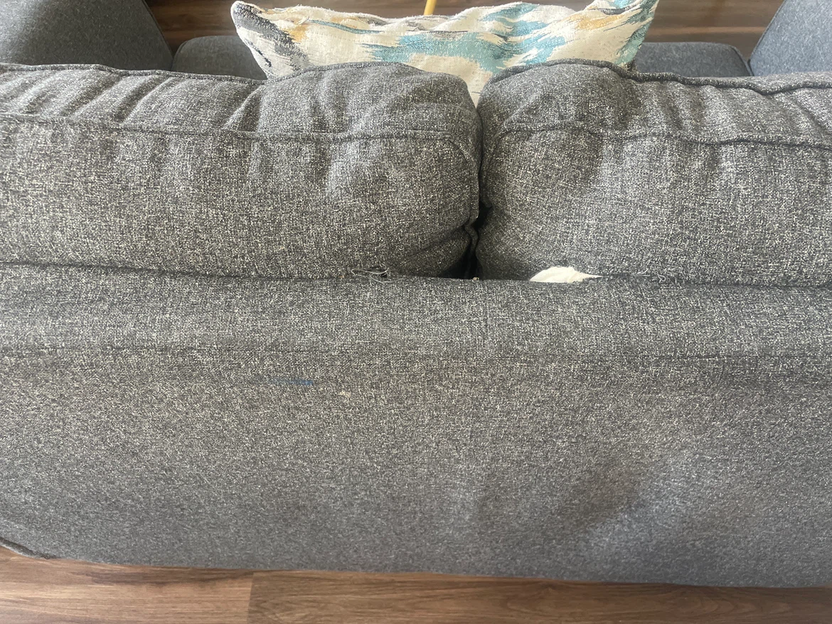 Grey Fabric Sofa with Accent Pillow - photo 2