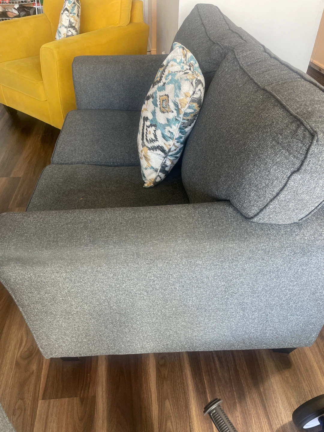 Grey Fabric Sofa with Accent Pillow - photo 5