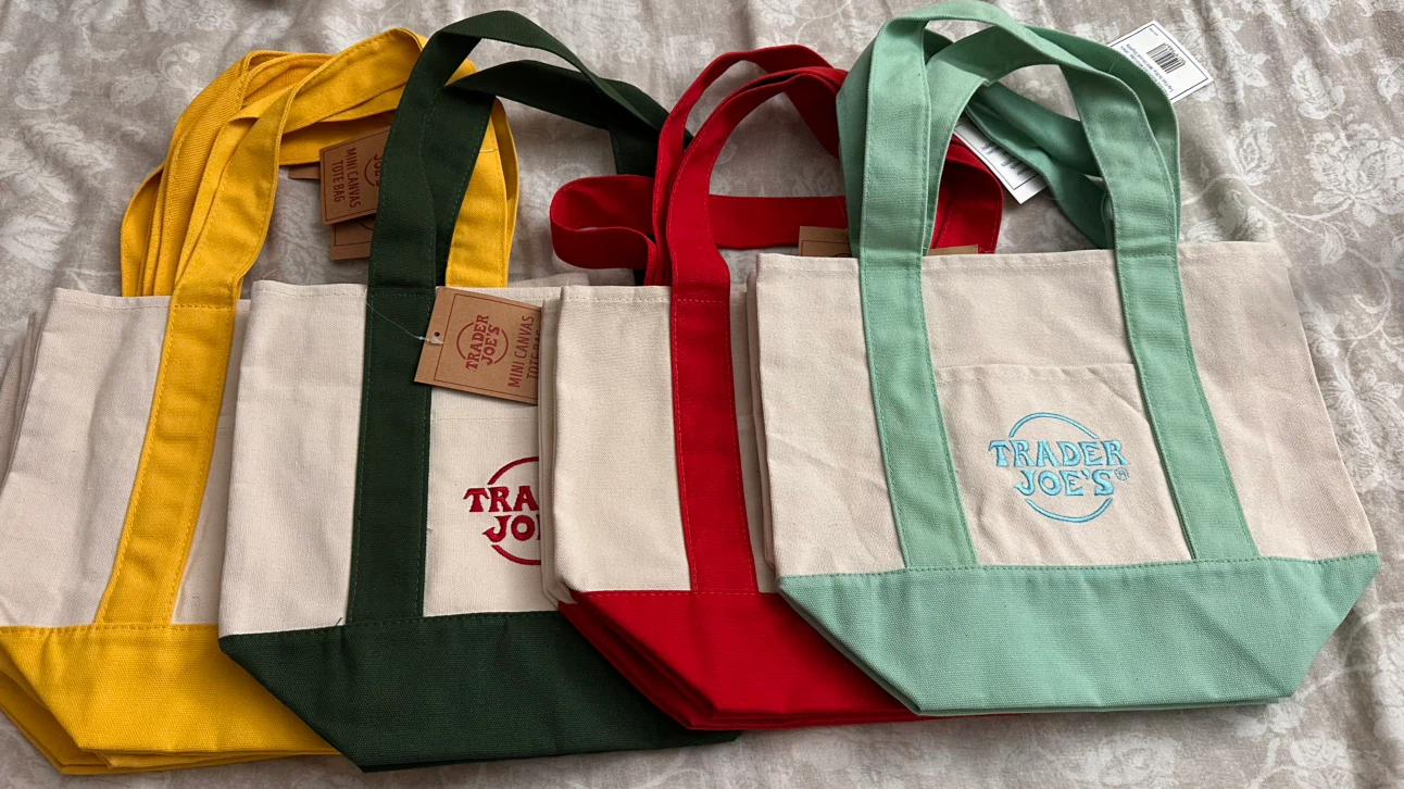 Trader Joe's Mini Canvas Tote Bag Set Classic Colors