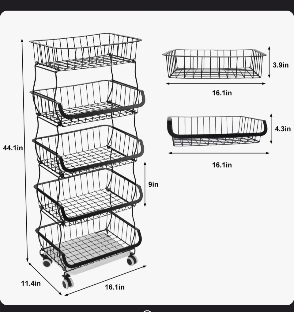 POPLARBOX 5-Tier Rolling Storage Cart