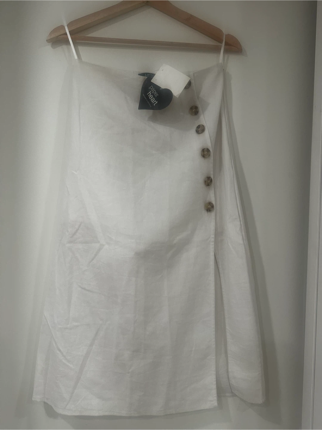 🤍 Paperheart White Linen Skirt with Side Slit — NWT