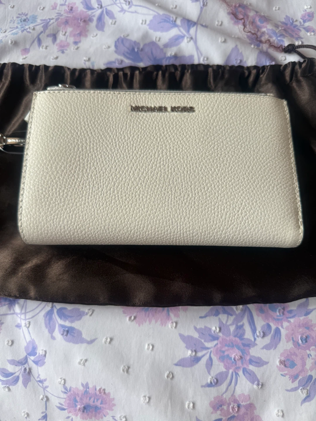 Michael Kors White Leather Wristlet