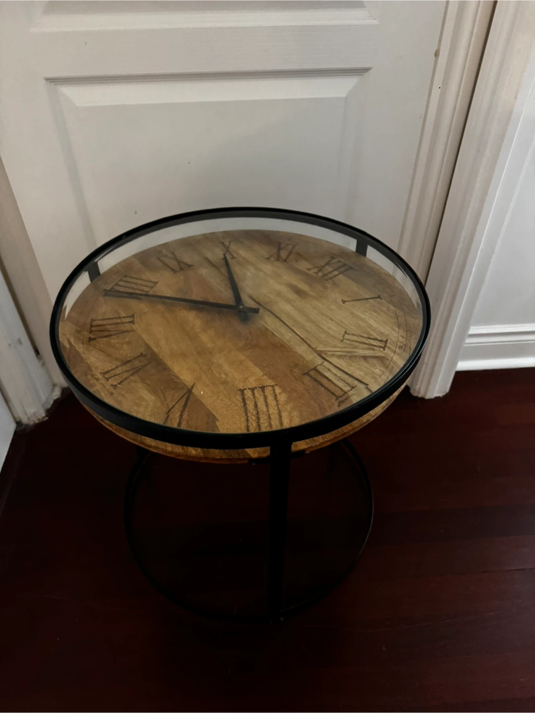 Round Accent Table with Glass Top and Clock Face - photo 2