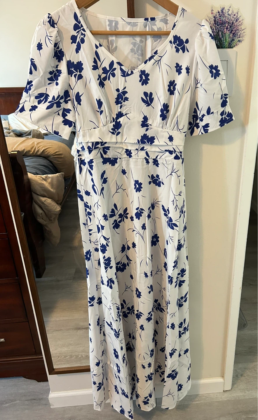 White and Blue Floral Dress