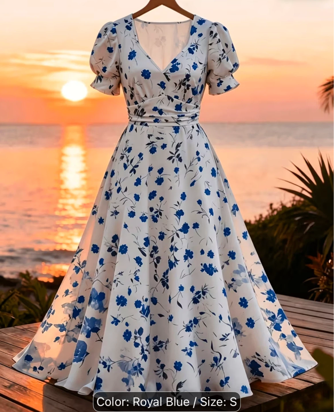 White and Blue Floral Dress - photo 3