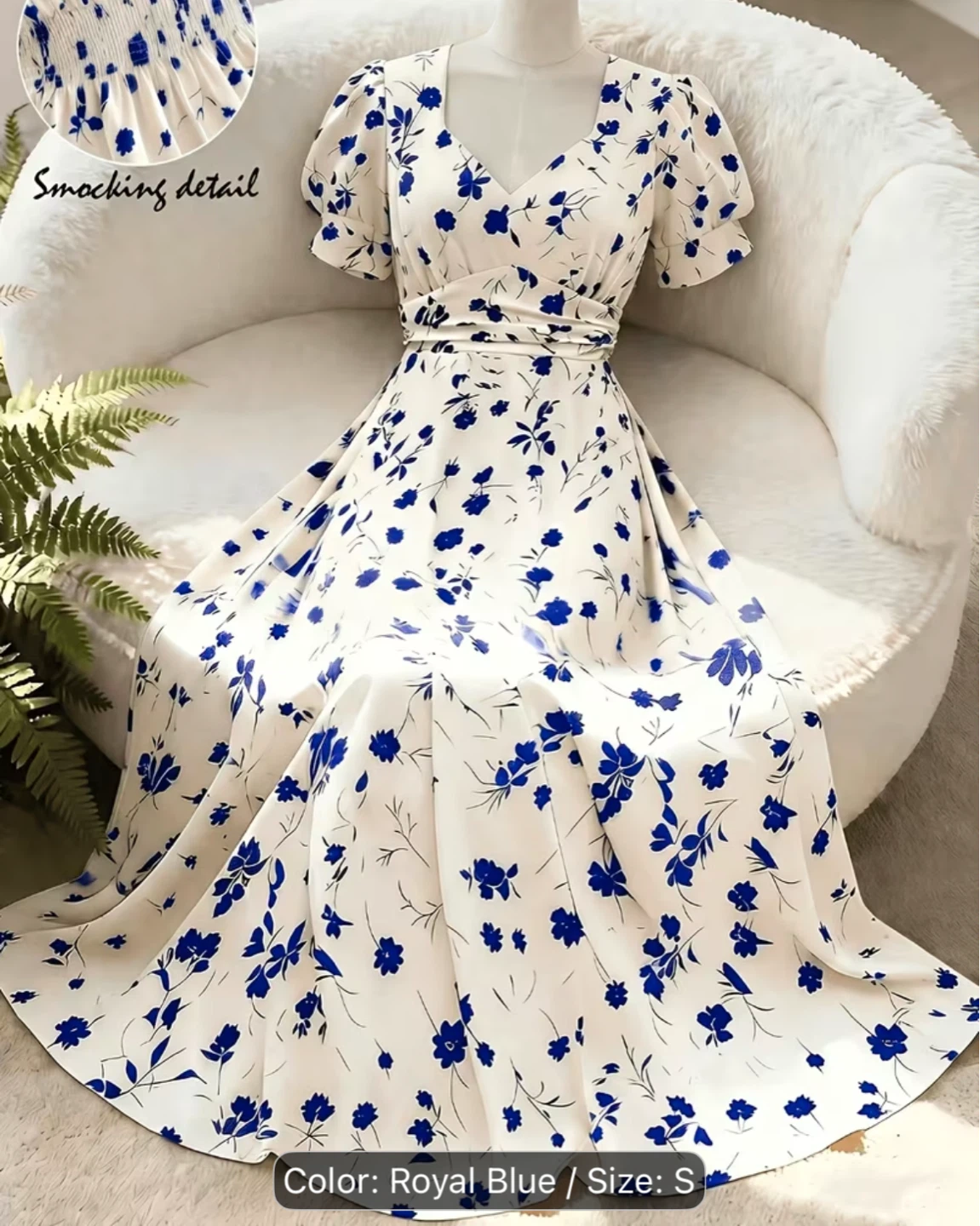 White and Blue Floral Dress - photo 4