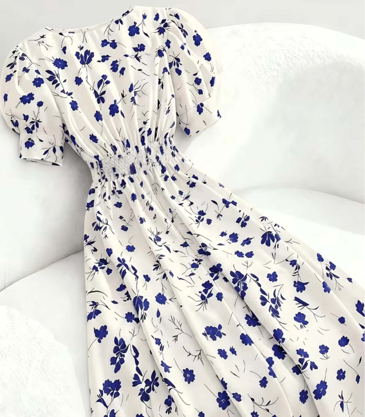 White and Blue Floral Dress - photo 5