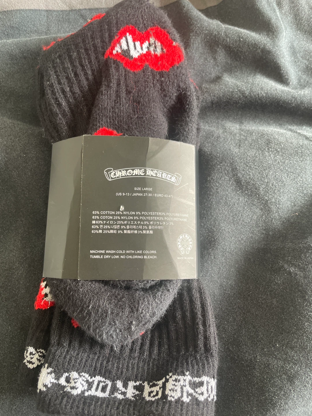 Chrome Hearts Socks Large Black Red Lips - photo 2