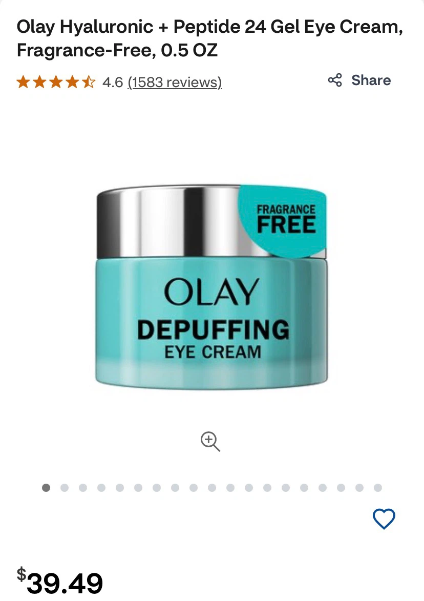 Olay Depuffing Eye Cream - Hyaluronic + Peptide - photo 2