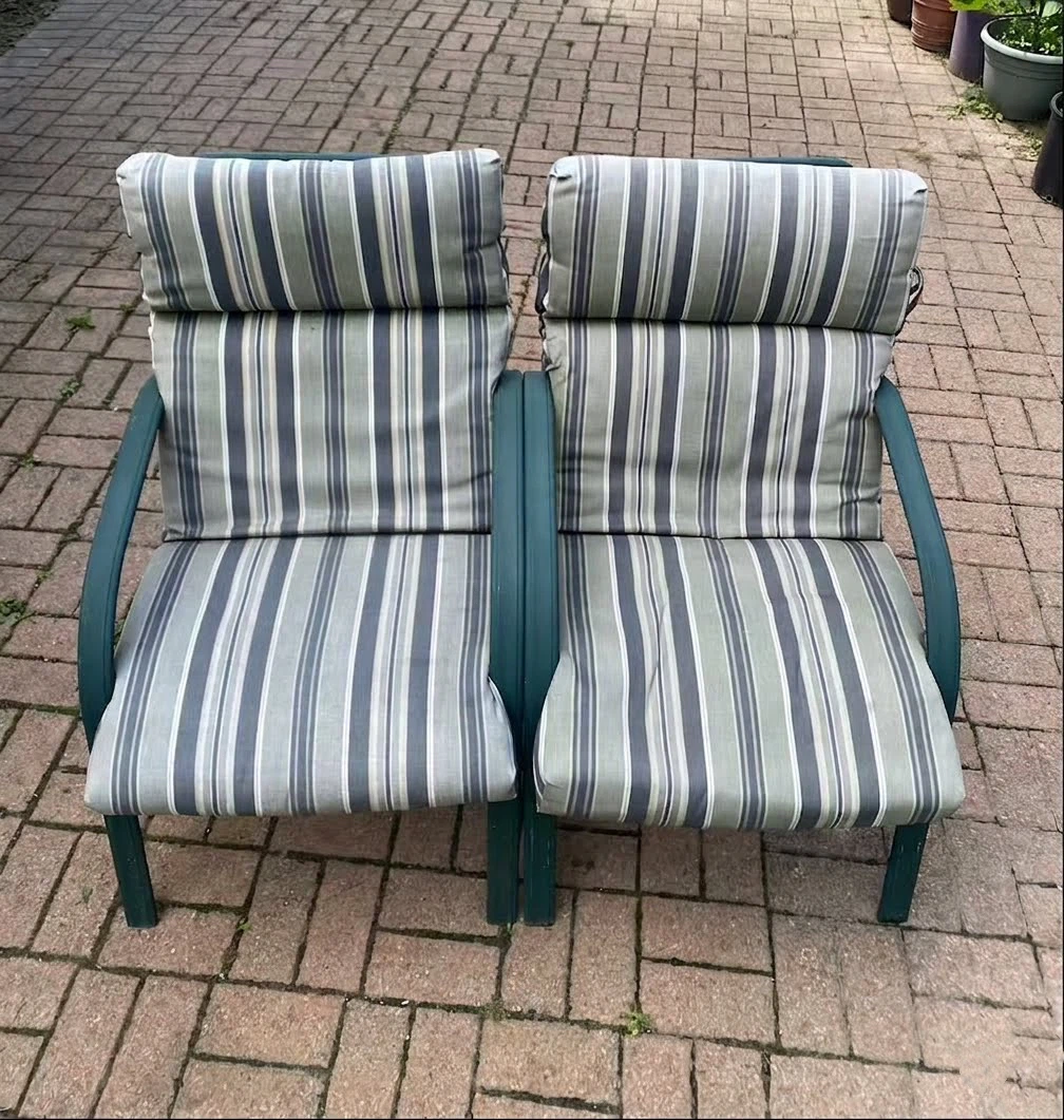 Outdoor Patio Chairs with Cushions - Set of 2