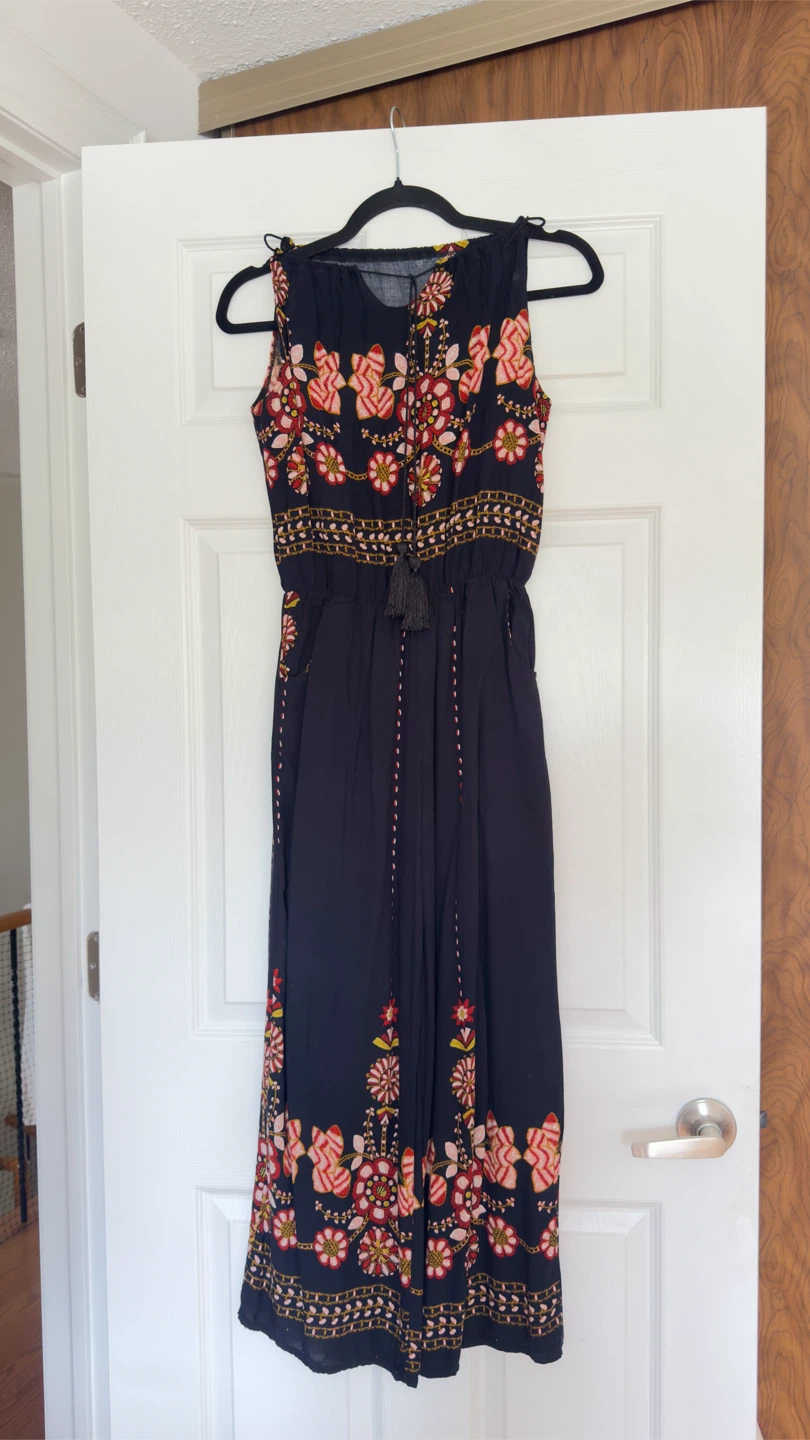 Black Floral Print Jumpsuit