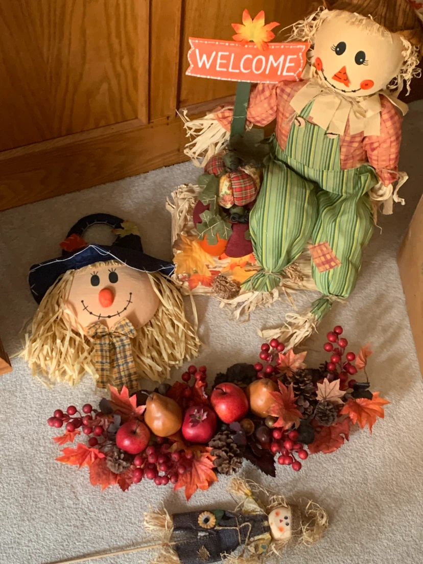 Fall Harvest Scarecrow and Welcome Sign Decor Set