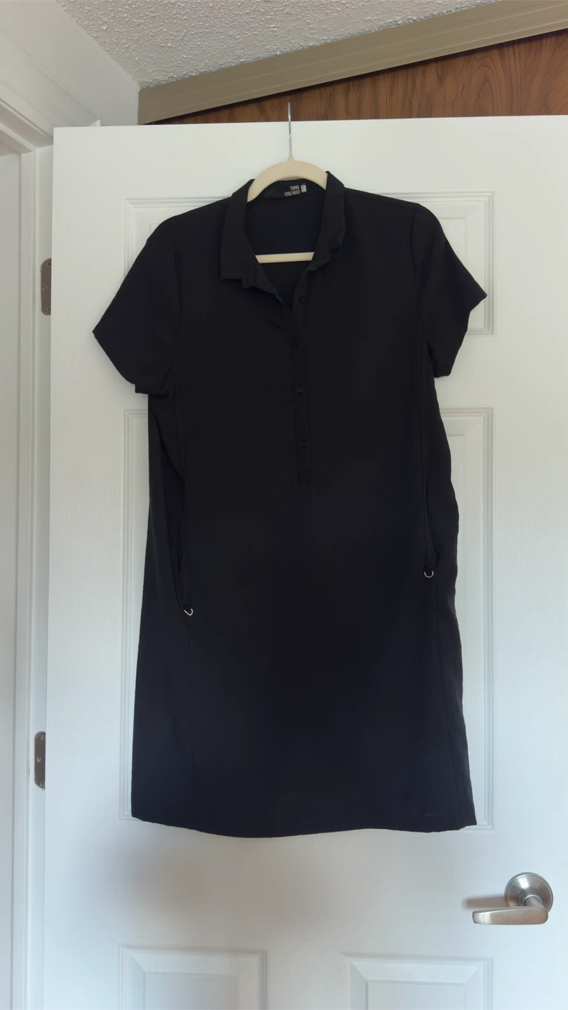 Black Button-Up Shirt Dress