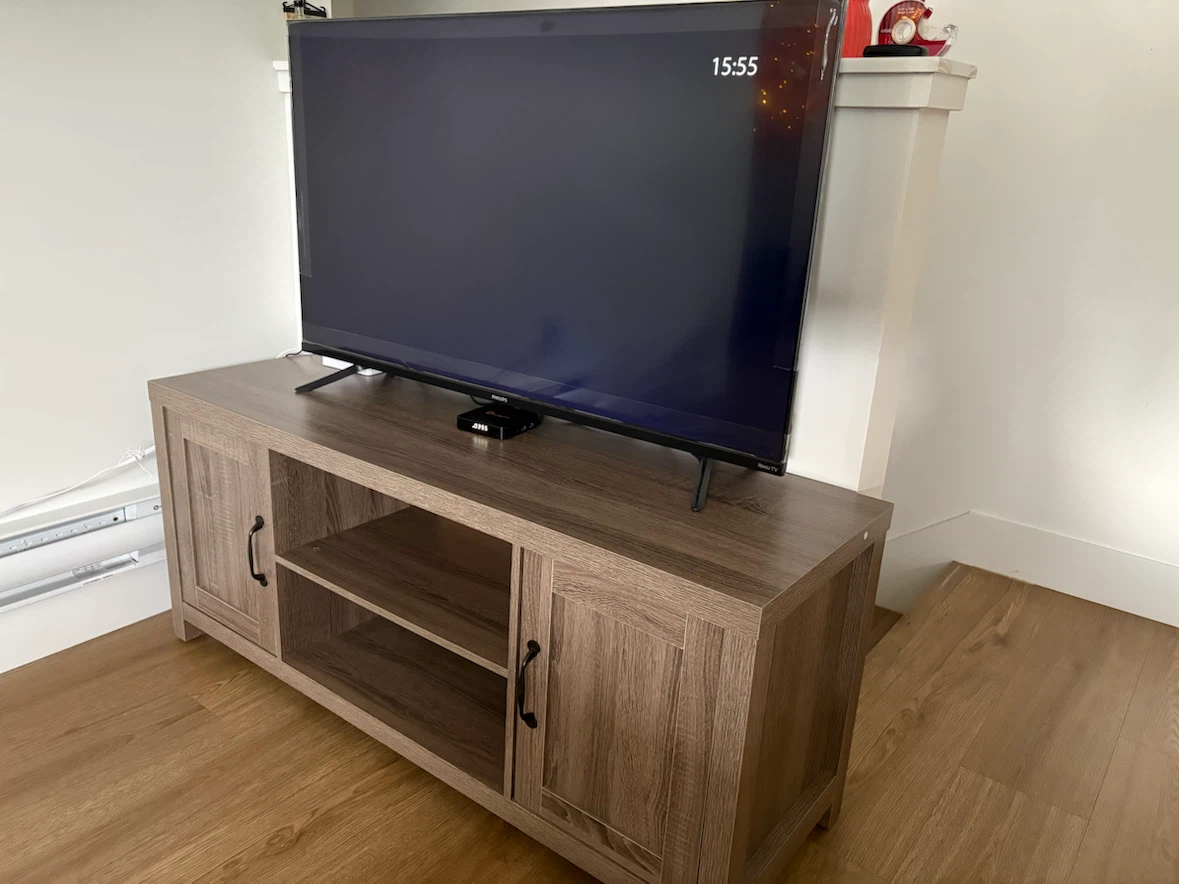 Wood TV Stand with Cabinet Storage and TV