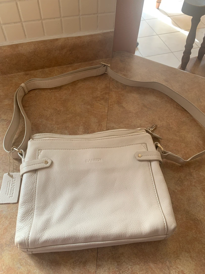 Danier Cream Leather Crossbody Bag