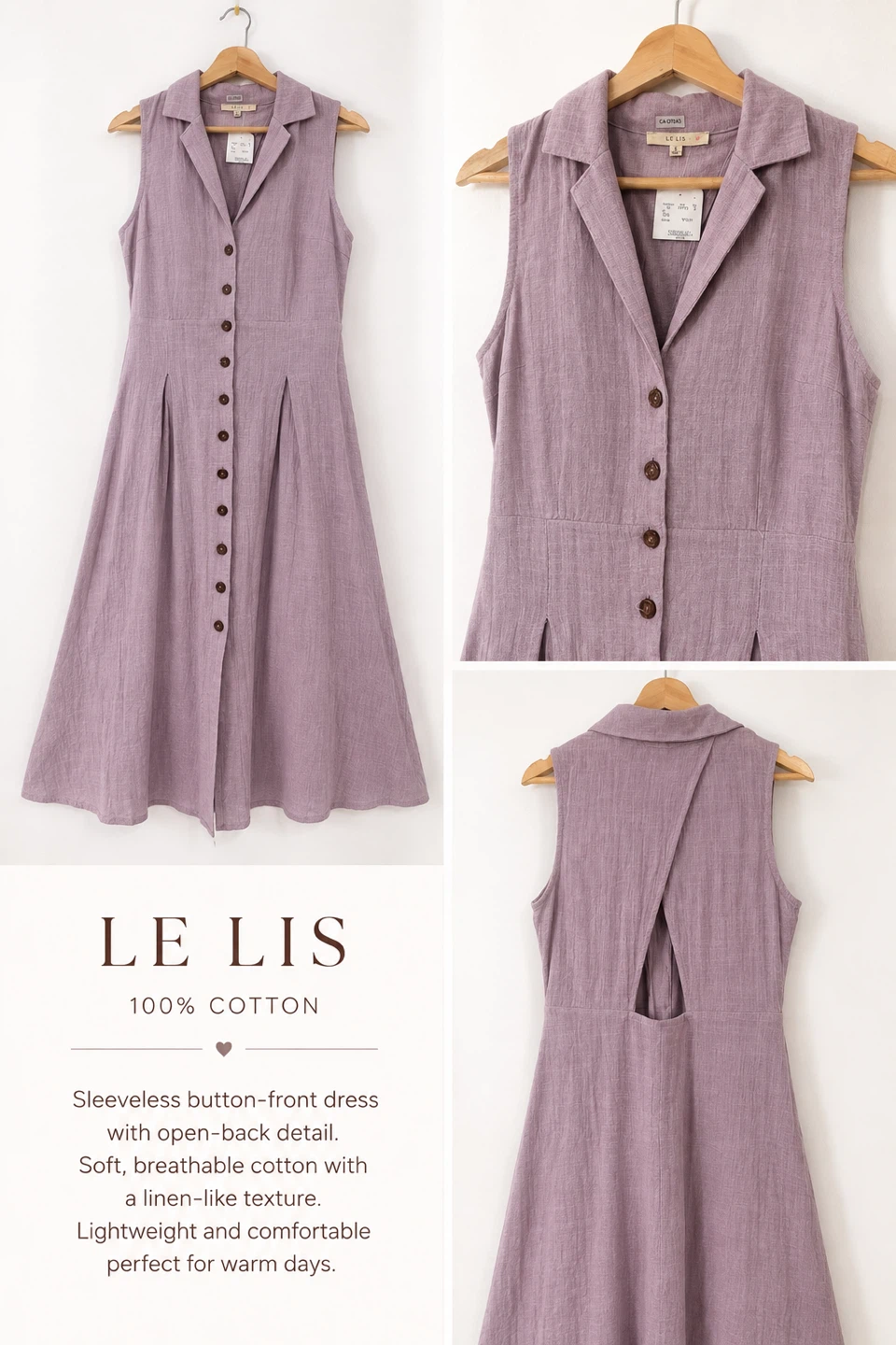 LE LIS Sleeveless Button-Front Dress