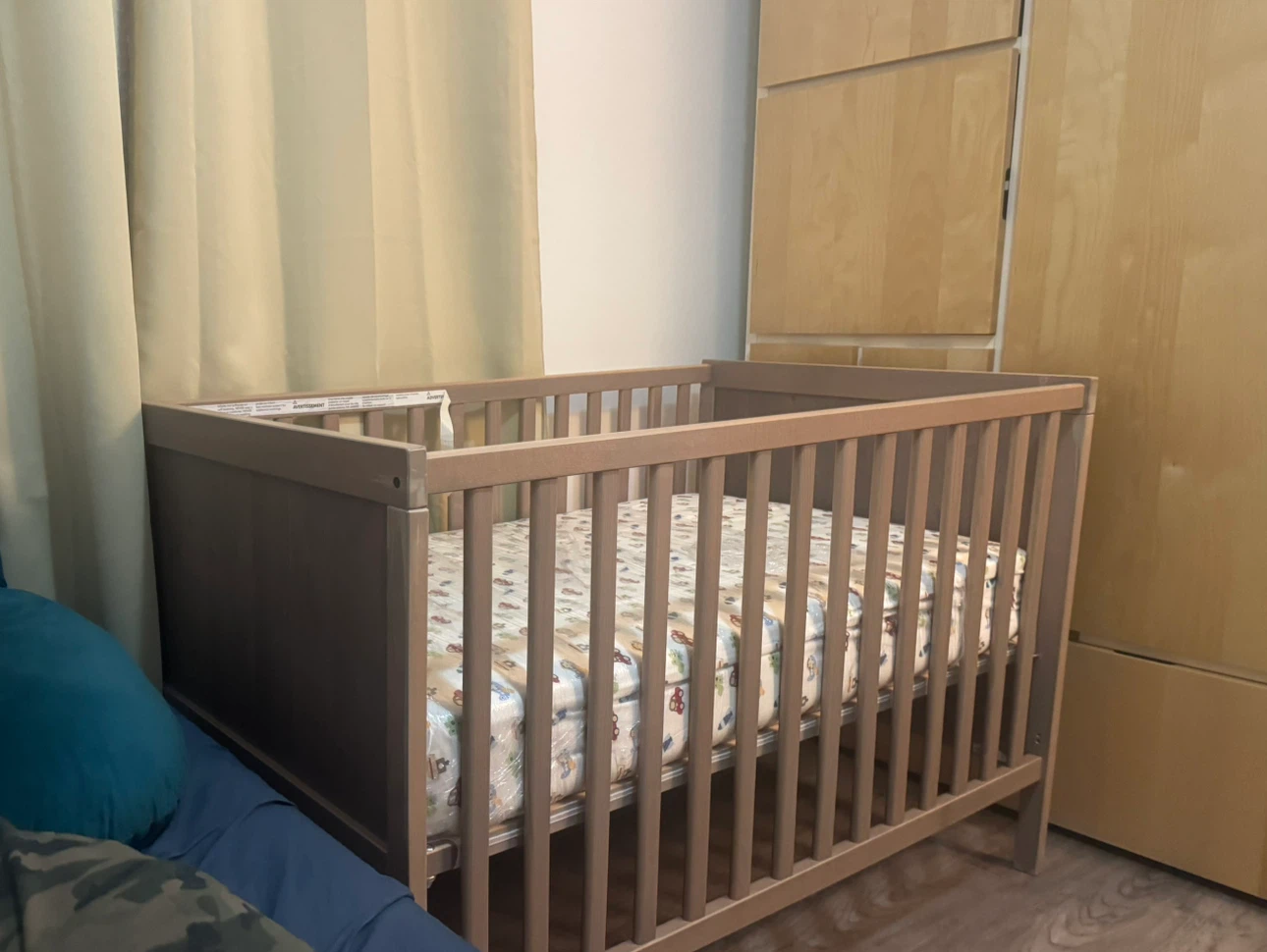IKEA Wooden Crib with Mattress