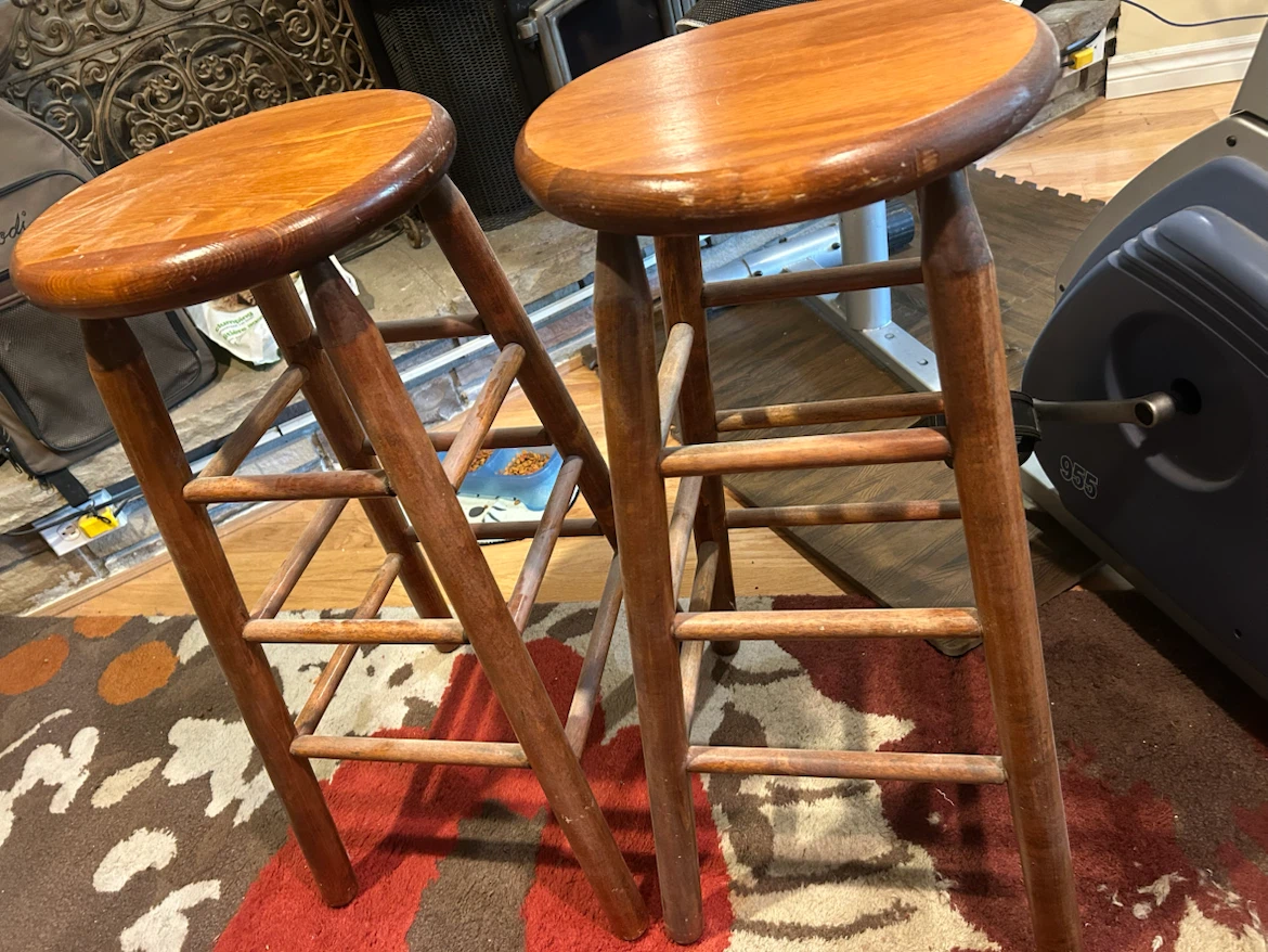Wooden Bar Stools - Set of 2