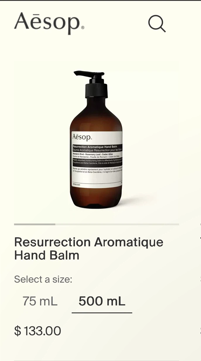 Aesop Resurrection Aromatique Hand Balm 500 mL