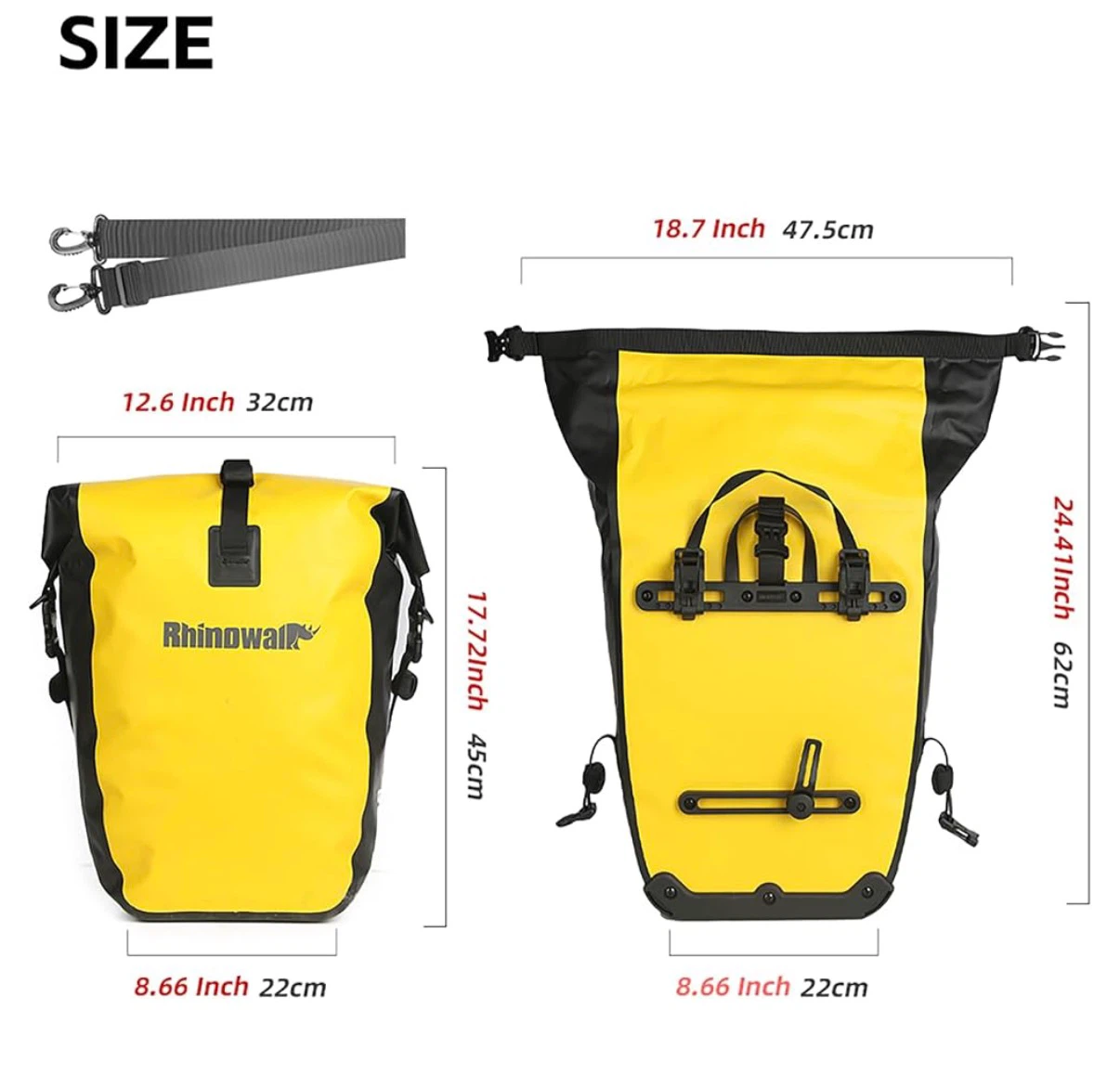 New Rhinowalk 25L Waterproof Yellow Bag for Bicycle Cargo Rack - photo 2