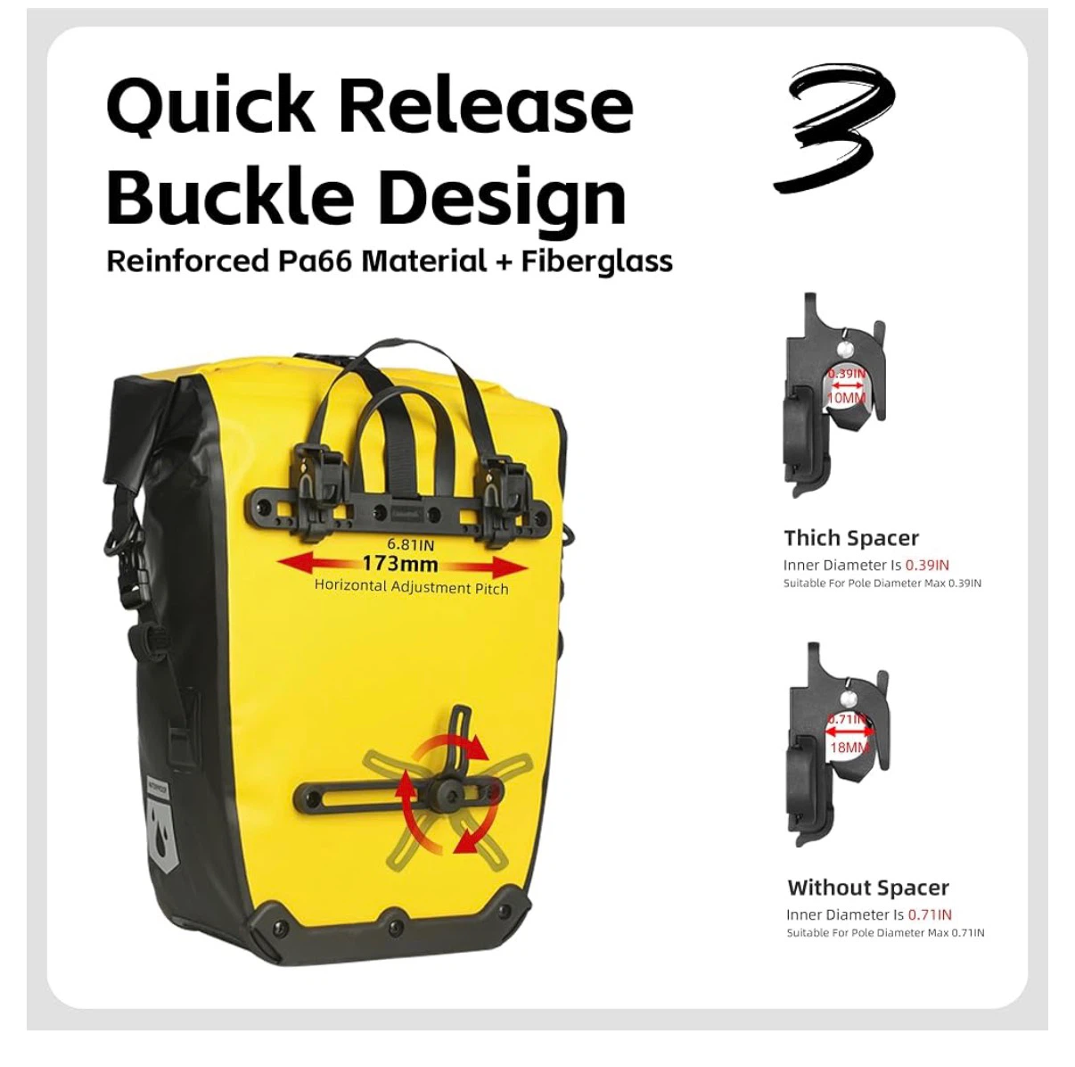 New Rhinowalk 25L Waterproof Yellow Bag for Bicycle Cargo Rack - photo 4