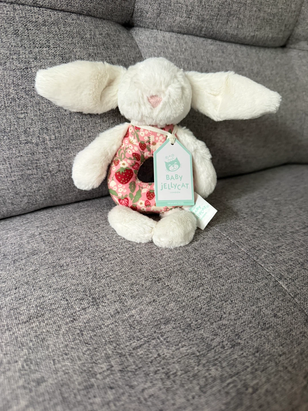 Baby Jellycat Blossom Cream Bunny 'Berry' Ring Rattle