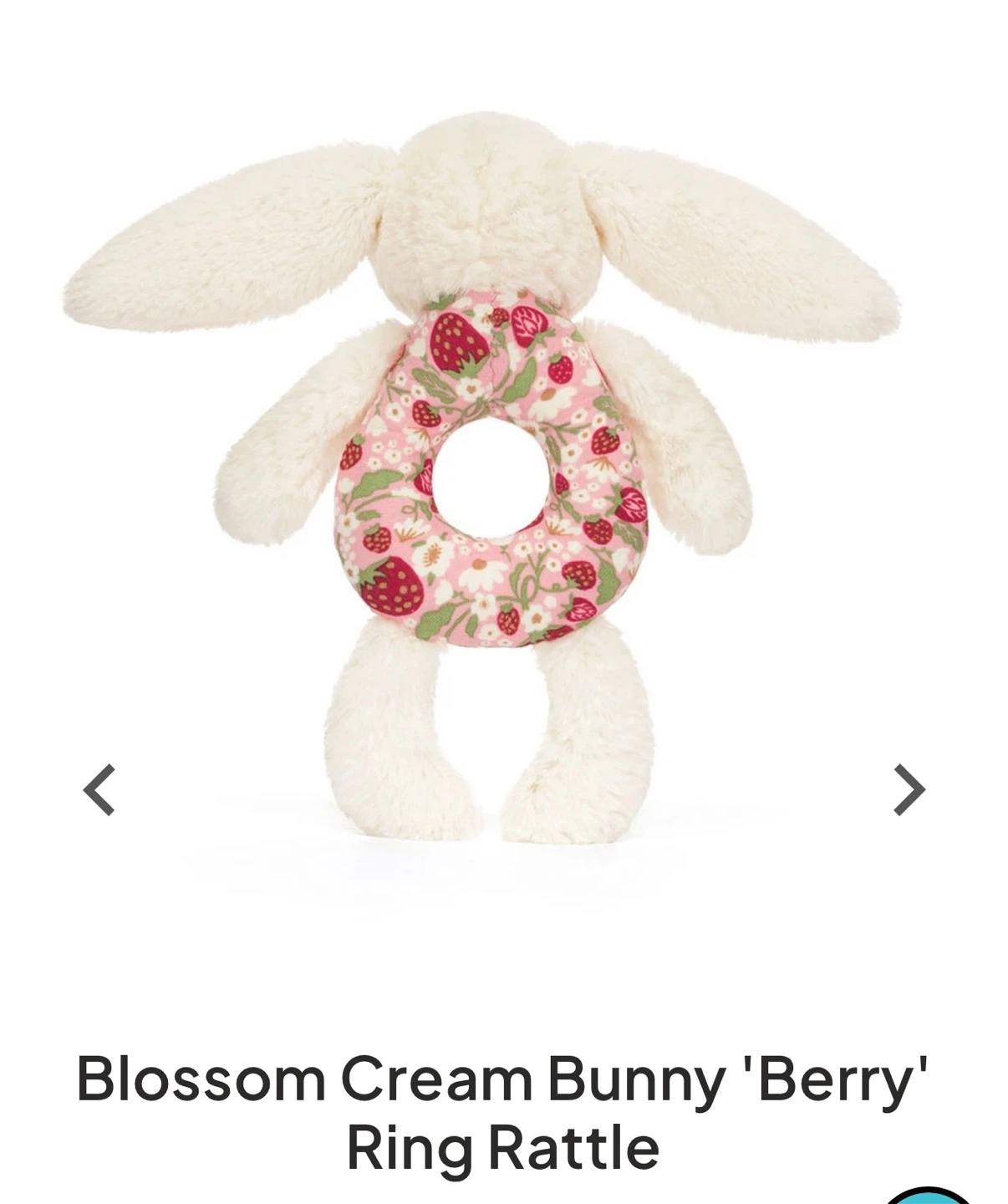 Baby Jellycat Blossom Cream Bunny 'Berry' Ring Rattle - photo 4