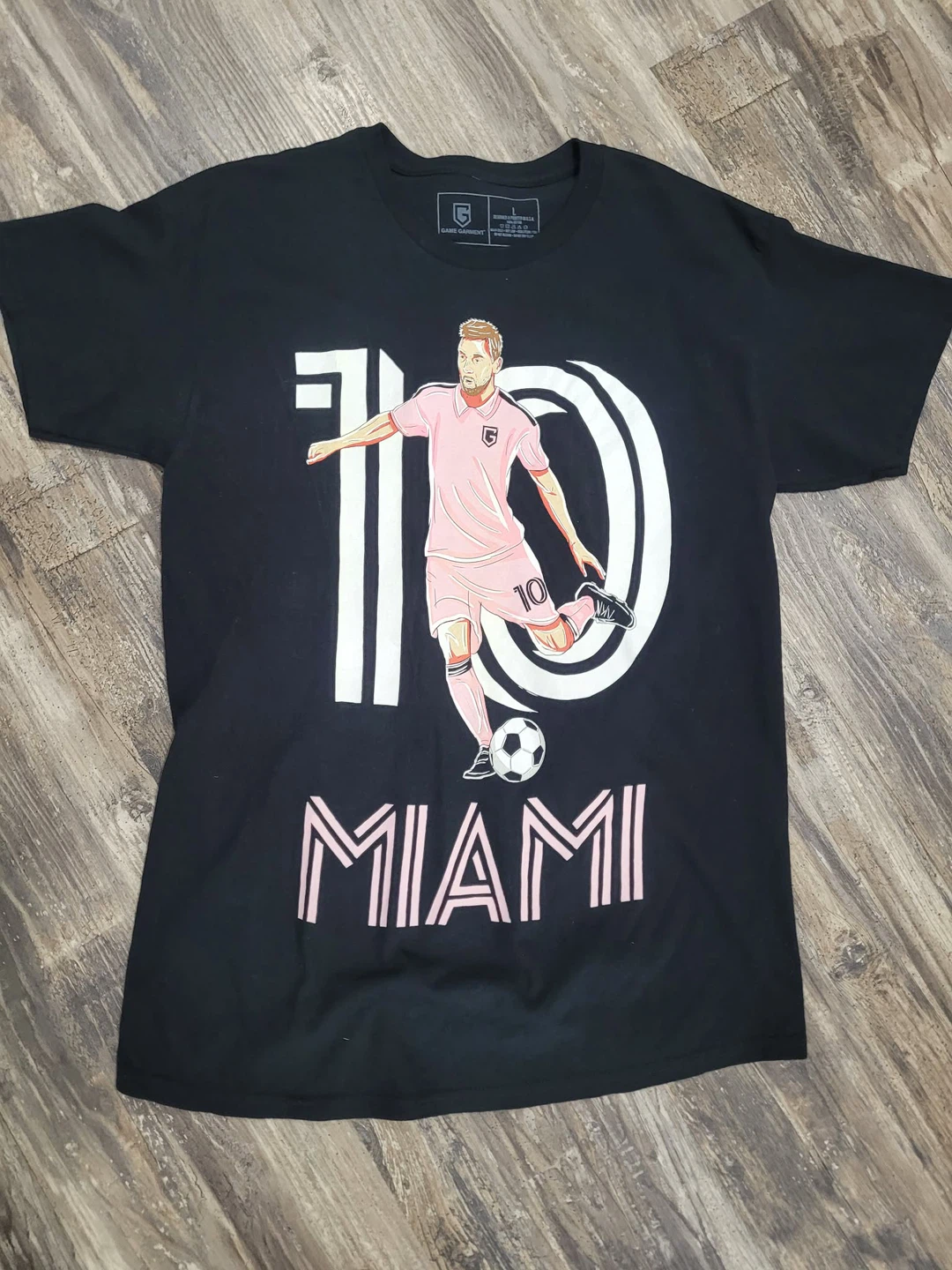 Game Garment Soccer Messi 10 Graphic T-Shirt Miami Men's Size L