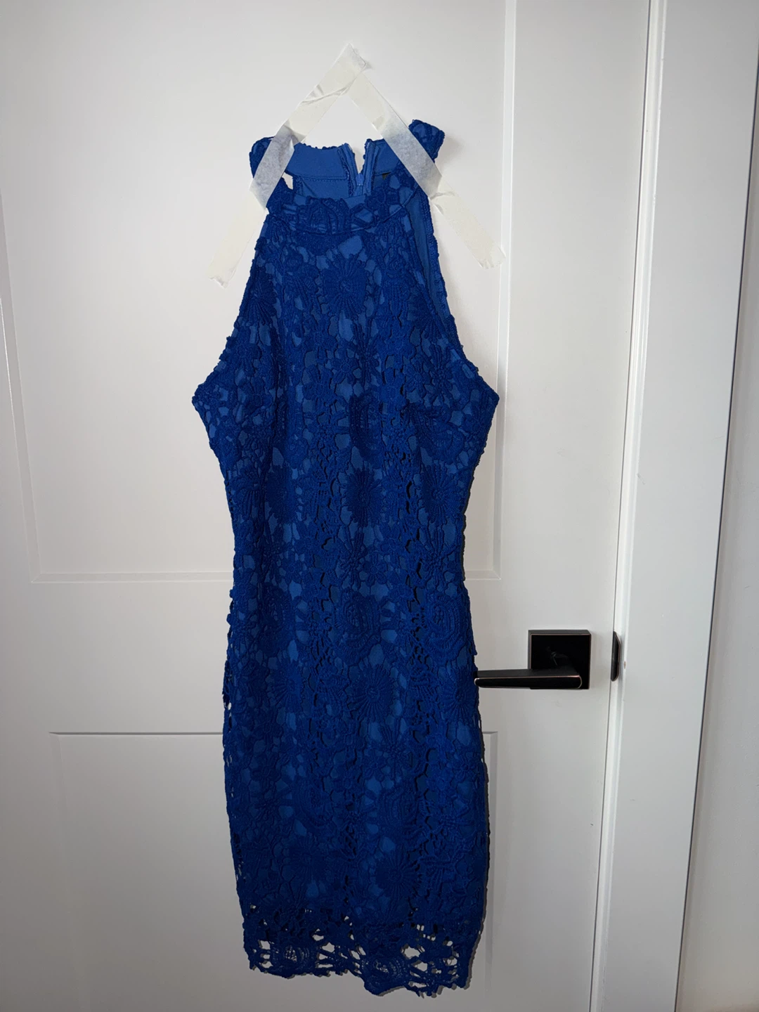 Royal Blue Lace Halter Dress