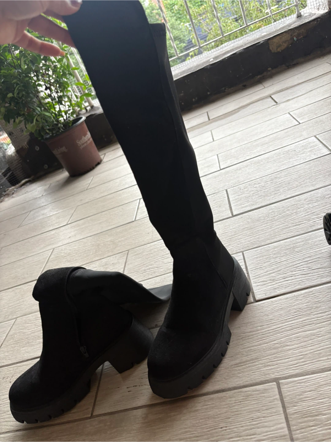 Black Over-the-Knee Boots with Chunky Soles - photo 4
