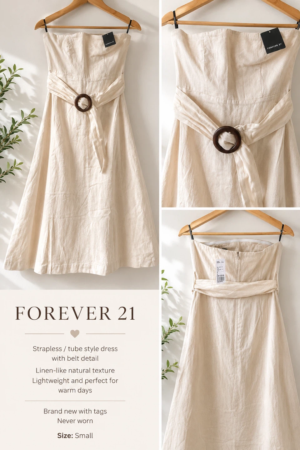 Forever 21 Strapless Tube Dress with Belt