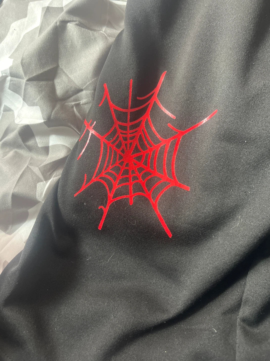 Black Track Pants with Red Spider Web Design - photo 4