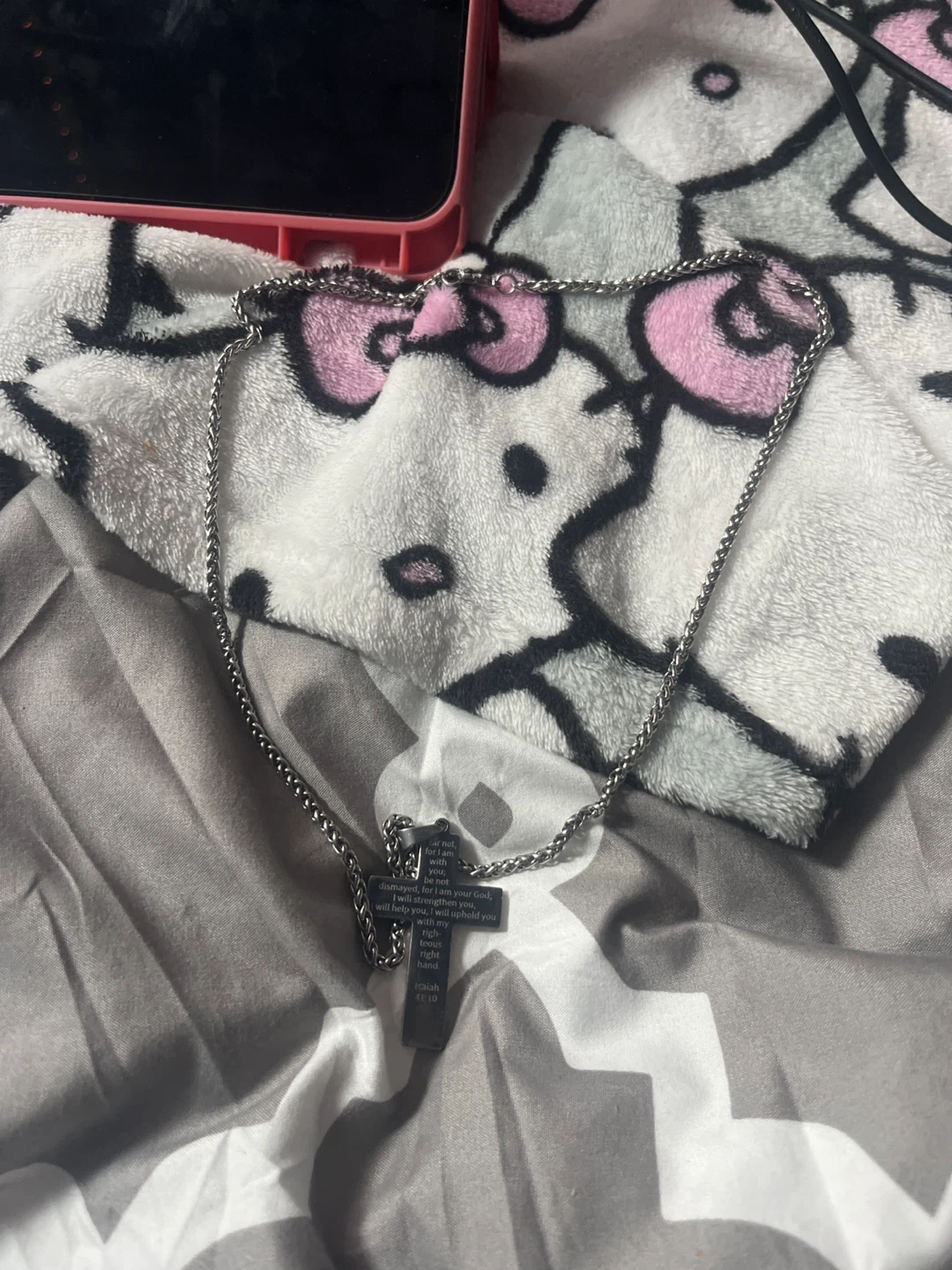 Silver Cross Necklace with Canadian Flag Detail - photo 4