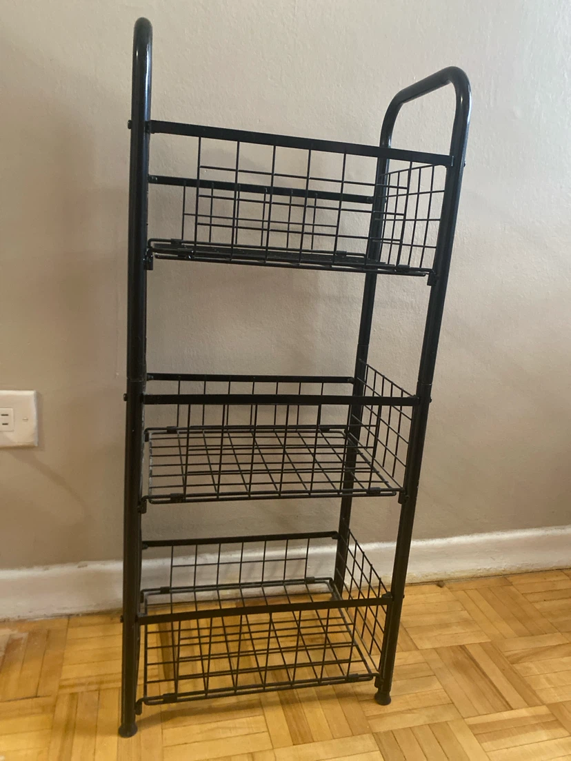 3-Tier Wire Basket Shelf Unit