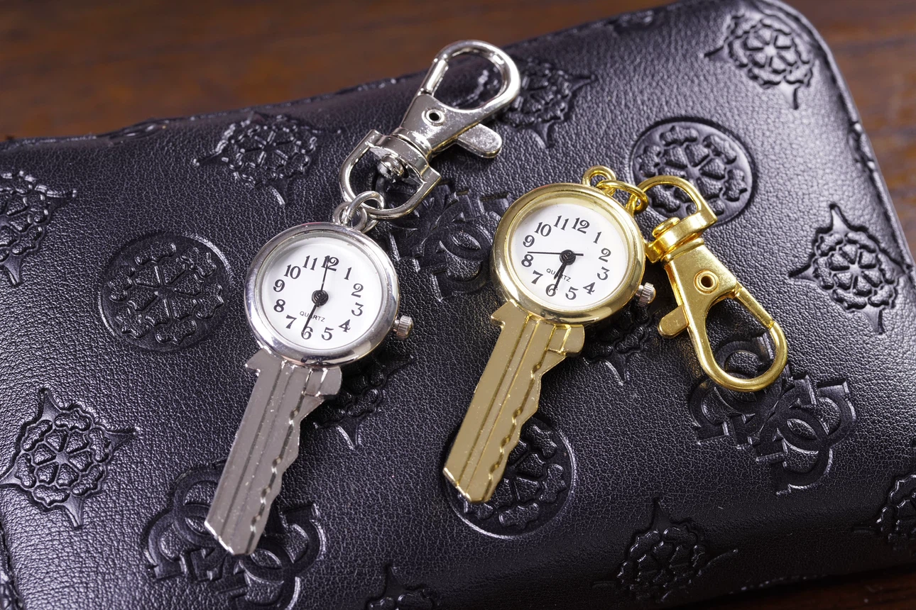 Key Shaped Keychain Watches - Silver and Gold Tones