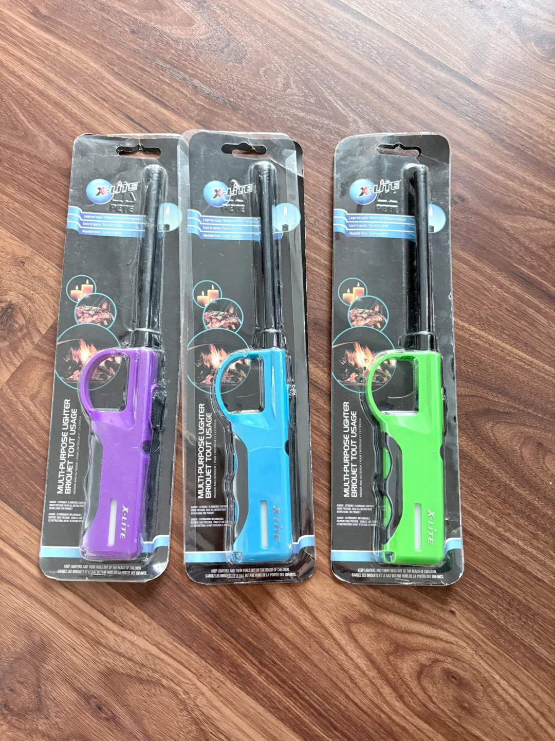 X-Lite Multi-Purpose Lighters - 3 Pack (Purple, Blue, Green)