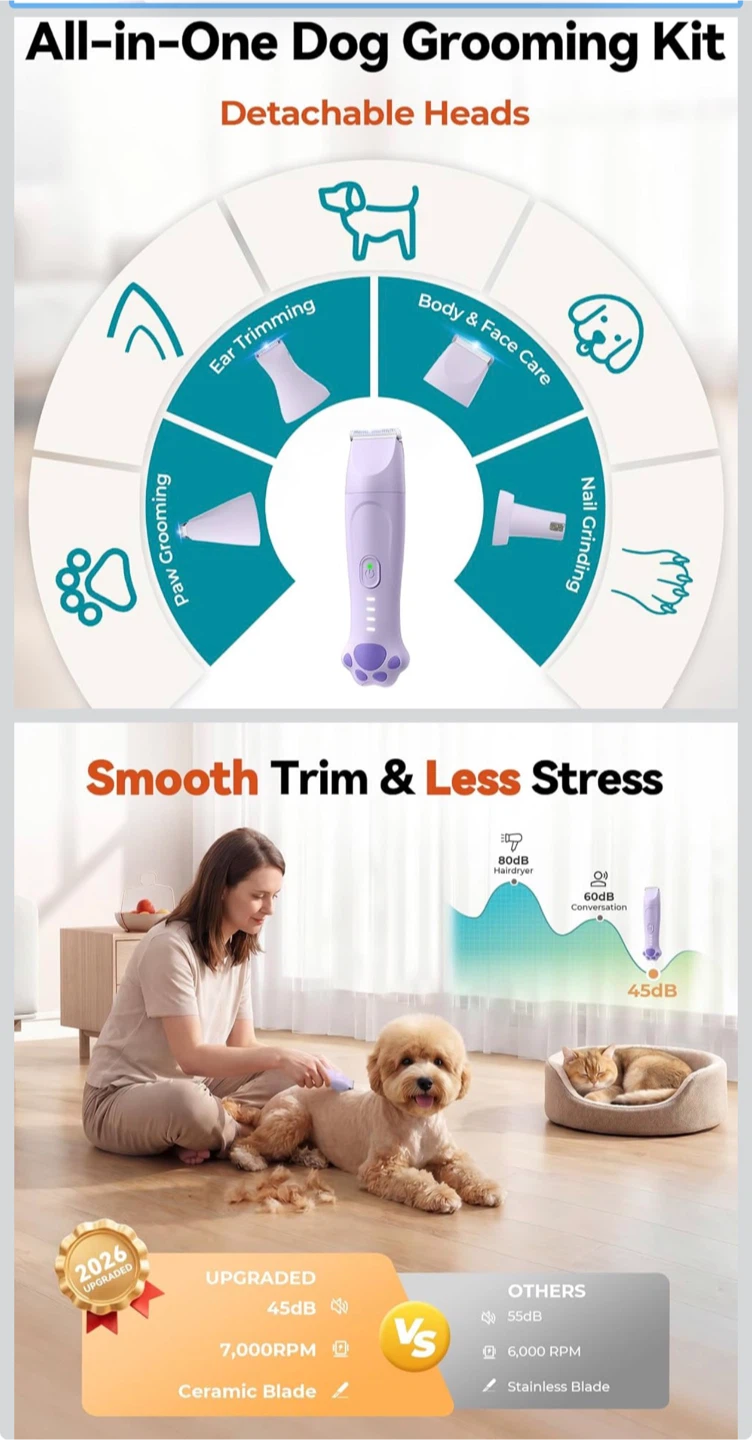 Pet Grooming Kit - Dog Clippers & Nail Grinder - photo 2